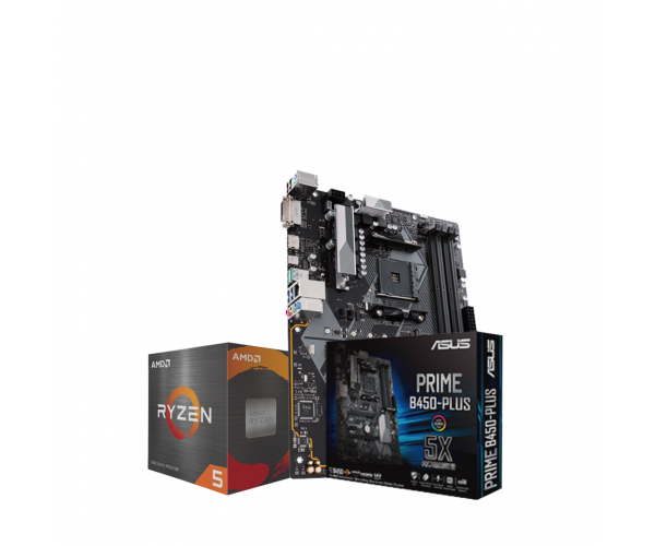AMD Ryzen 5 5600G Processor With Radeon Graphics ASUS PRIME B450-PLUS GAMING AMD AM4 ATX MOTHERBOARD