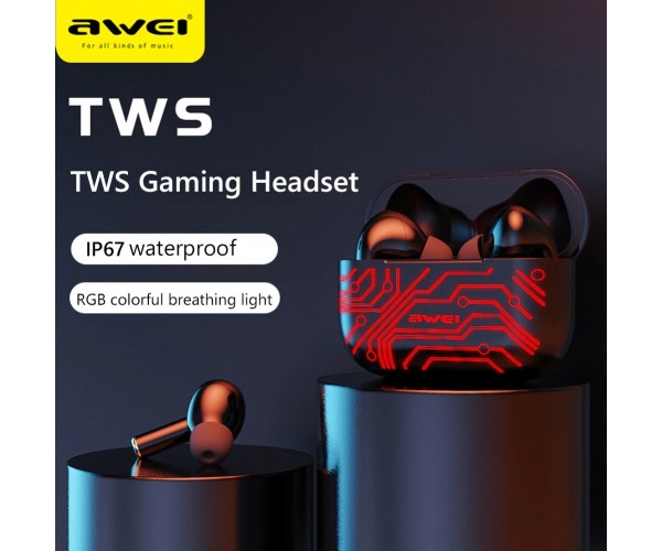 Awei T29 Pro True Wireless Games Earbuds With RGB Color Lighting Charging Case
