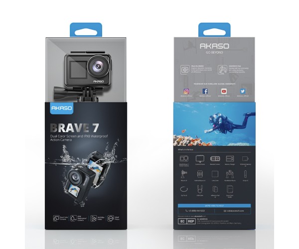 AKASO Brave 7 20MP 4K Waterproof Touch Screen Wifi Remote Control Action Camera