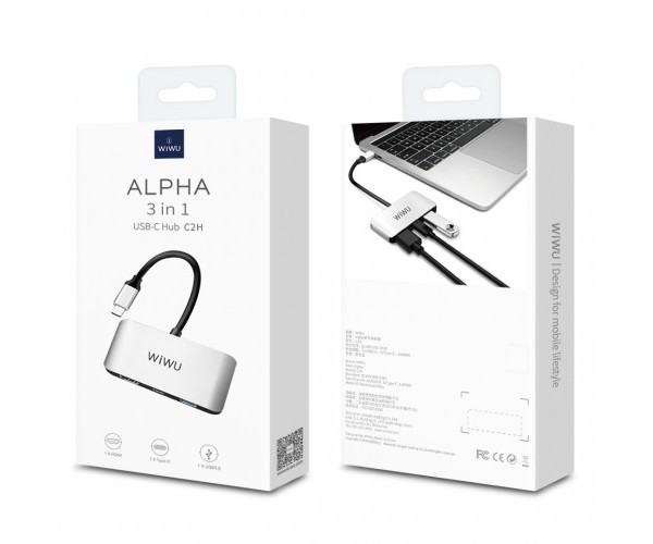 WiWu Alpha C2H 3 in 1 USB Type-C Hub