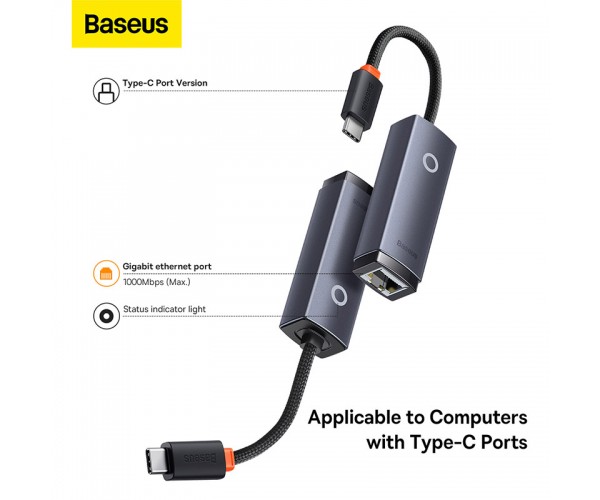 Baseus Hub Lite Series Ethernet Adapter Type-C to RJ45 LAN Port 100Mbps WKQX000213