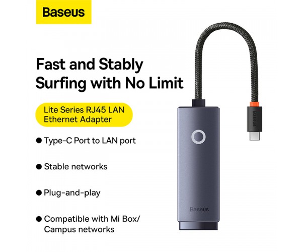 Baseus Hub Lite Series Ethernet Adapter Type-C to RJ45 LAN Port 100Mbps WKQX000213