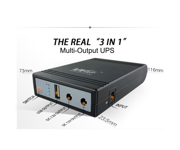 WGP Mini UPS for wifi router + Onu 8 Hours power backup (5v,12v,12v Output)/(5v,9v,12v Output)