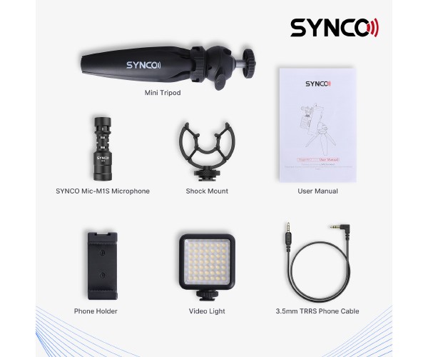 SYNCO Vlogger Kit2 with Microphone and Fill Light for Camera/SmartPhone Black