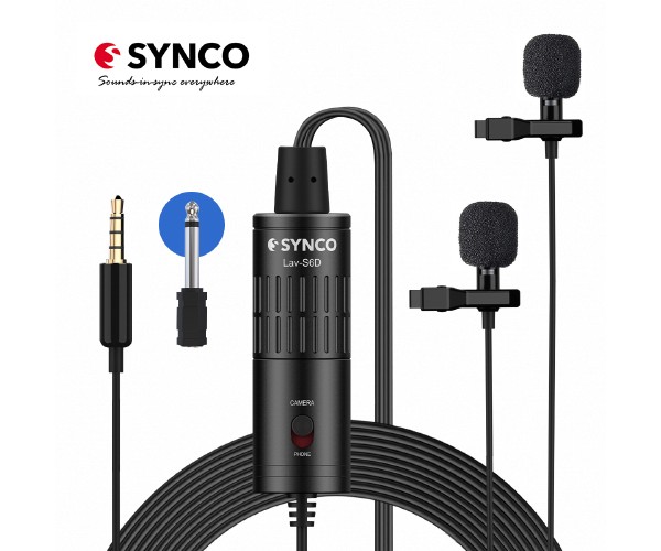 SYNCO Lav-S6D Dual Omnidirectional Condenser Wired Lavalier Microphone