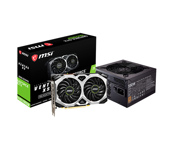 MSI GeForce GTX 1660 Super Ventus XS OC 6GB Graphics Card & COOLER MASTER MWE 550 WATT 80 PLUS BRONZE CERTIFIED POWER SUPPLY