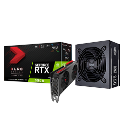 PNY GeForce RTX 3060 Ti 8GB XLR8 Gaming REVEL EPIC-X RGB Dual Fan (LHR) GDDR6 Graphics Card & COOLER MASTER MWE 650W 80 PLUS BRONZE CERTIFIED POWER SUPPLY
