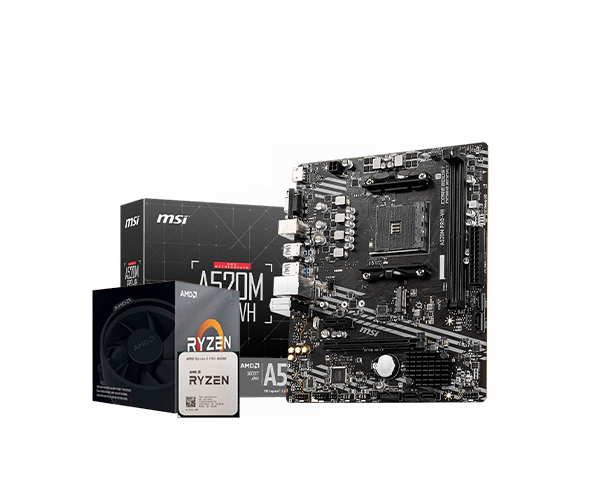 AMD Ryzen 5 Pro 4650G Processor with Radeon Graphics & MSI A520M PRO-VH AMD AM4 Micro-ATX Motherboard