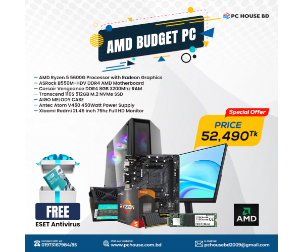 AMD Ryzen 5600G Processor 8GB RAM 512GB NVMe SSD