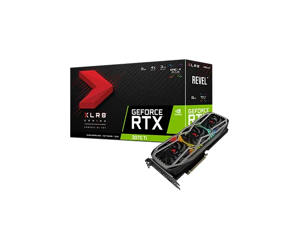 PNY GEFORCE RTX 3070 TI 8GB XLR8 GAMING REVEL EPIC-X RGB TRIPLE FAN GRAPHICS CARD