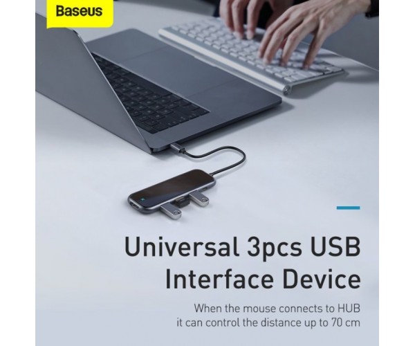 Baseus Multi-functional HUB (Type-C to 3xUSB3.0+HDMI+PD) Deep gray CAHUB-RT0G