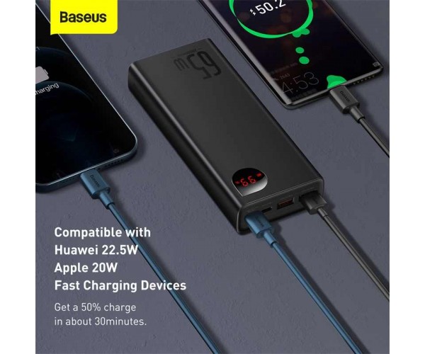Baseus 65W Power Bank 20000mah PD QC 3.0 Fast Charging Powerbank External Batteries Portable Charger for Phone Laptop Tablet