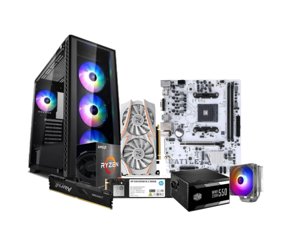 AMD Ryzen 5 5600 Processor BATTLE-AX B550M-T PRO V14 M.2 500GB SSD 16GB RAM RX 5500 XT 8G GDDR6 Graphics Card