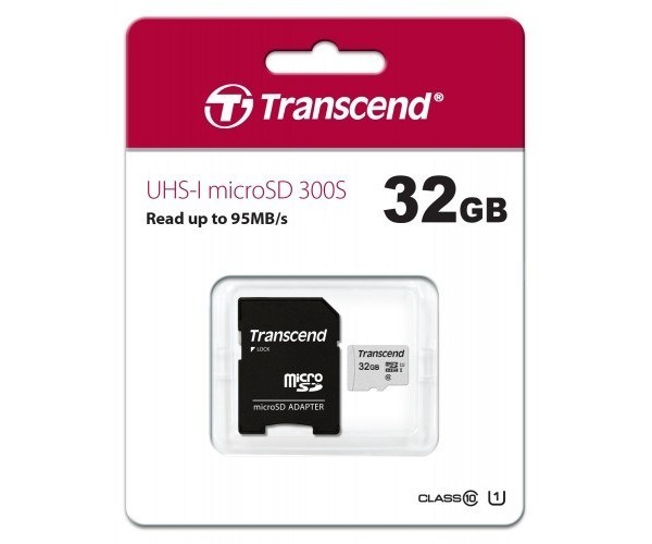 Transcend 32GB Micro SD UHS-I U1-Class-10-Memory Card with Adapter