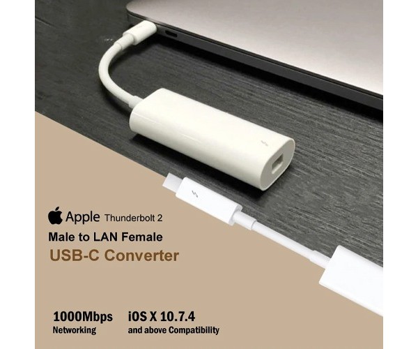 Apple Thunderbolt 2 (USB-C) Male to LAN Female White Converter (MD463LL/A)