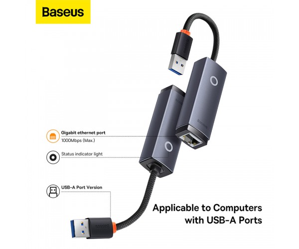 Baseus Hub Lite Series Ethernet Adapter USB to RJ45 LAN Port 1000Mbps WKQX000113