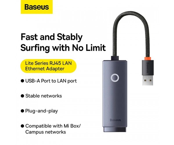 Baseus Hub Lite Series Ethernet Adapter USB-A to RJ45 LAN Port 100Mbps WKQX000013