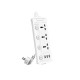 Deli ET410 3-Port White Power Strip