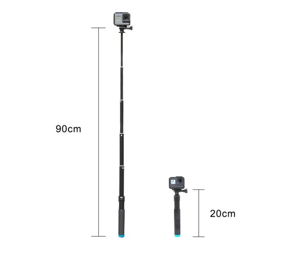 TELESIN Aluminum Alloy Extendable Handheld Selfie Stick Telescoping Pole for GoPro Hero