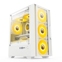 TECH POWER TM201 Gaming Case with 4 ARGB Fan – White