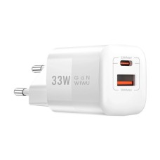Wiwu Nano GaN 33W USB And USB-C White Wall Charger (Wi-U008)