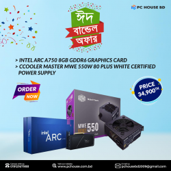 Intel Arc A750 Limited Edition 8GB GDDR6 Graphics Card & COOLER MASTER MWE 550W 80 PLUS WHITE CERTIFIED POWER SUPPLY