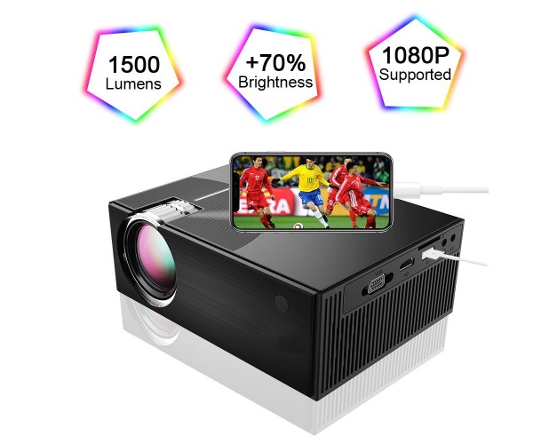 Cheerlux C7 LCD 1500 Lumens Home Theater Mini Projector with WIFI