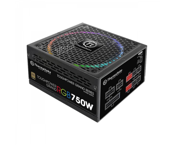 THERMALTAKE TOUGHPOWER GRAND RGB 750W FULL MODULAR 80 PLUS GOLD FLAT SLAVE CABLE POWER SUPPLY WITH 10 YEARS WARRANTY