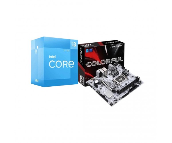 Intel Core i3-12100 12th Gen Alder Lake Processor and COLORFUL BATTLE-AX H610M-E WIFI V20 12th and 13th generation MOTHERBOARD