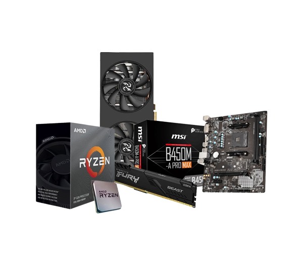 AMD RYZEN 5 3500X Processor and MSI B450M-A PRO MAX AMD AM4 MOTHERBOARD and Peladn RX 5600 6G and Kingston 16GB RAM