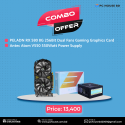 PELADN RX 580 8G 256Bit Dual Fans Gaming Graphics Card and Antec Atom V550 550Watt Power Supply