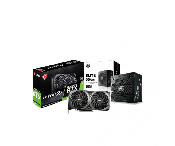 MSI GeForce RTX 3060 VENTUS 2X OC 12GB Graphics Card and Cooler Master Elite v3 600W 230V ATX Power Supply