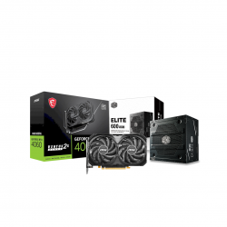 MSI GeForce RTX 4060 VENTUS 2X BLACK 8GB OC GDDR6 Graphics Card and Cooler Master Elite v3 600W 230V ATX Power Supply