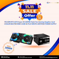 PELADN RTX 2070 Super 8G GDDR6 Triple Fan Gaming Graphics Card and COOLER MASTER MWE 550W 80 PLUS WHITE CERTIFIED POWER SUPPLY