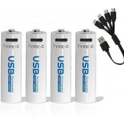 AiVR USB Rechargeable Batteries 4pc – AAA – 900mWh