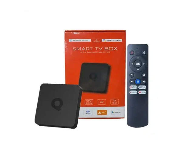 ATV Q1 Dual Band WiFi 4K Hdr 3D Smart Android 10 Set TV Box with Voice Remote
