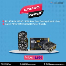 PELADN RX 580 8G 256Bit Dual Fans Gaming Graphics Card and Antec Meta V550 550Watt Power Supply