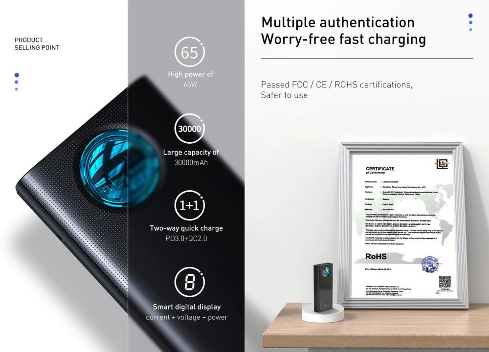 Baseus 30000mah 65W laptop Power Bank